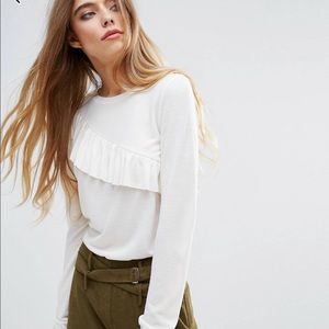 FIRST & I LONG SLEEVE TOP WITH FRILL DETAIL